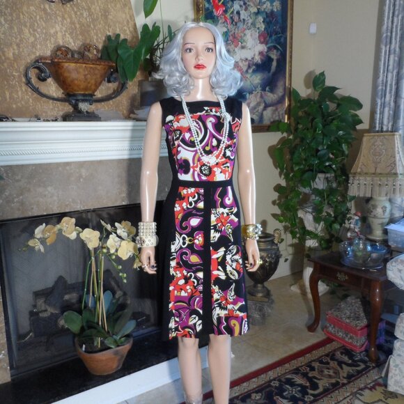 Etro Black Sheath Dress with Multicolor Floral Print Panels – IT 44 / US 8 - Picture 3 of 16